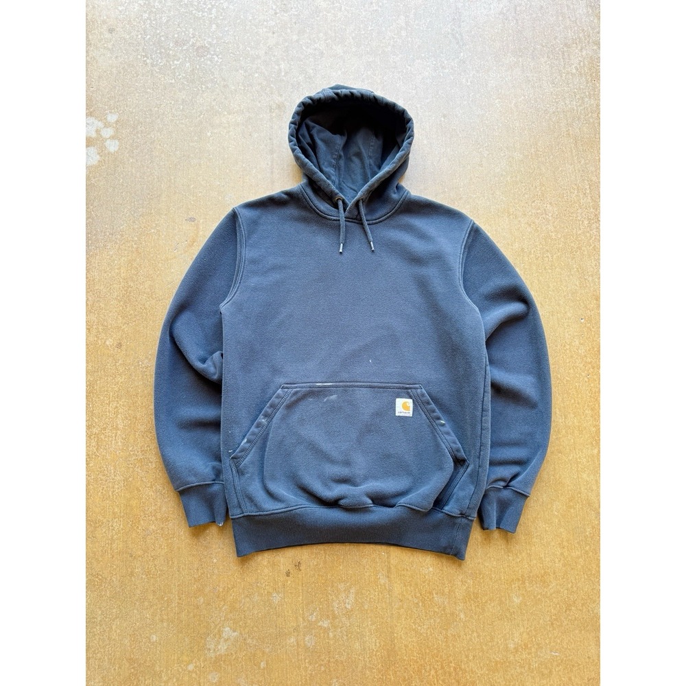 Carhartt Rain Defender Black Faded Blank Heavy Cotton Hoodie Sweater Skater (S)